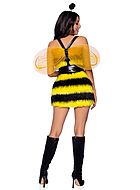 Weibliche Biene, Kostüm-Kleid, Flügel, horizontale Streifen